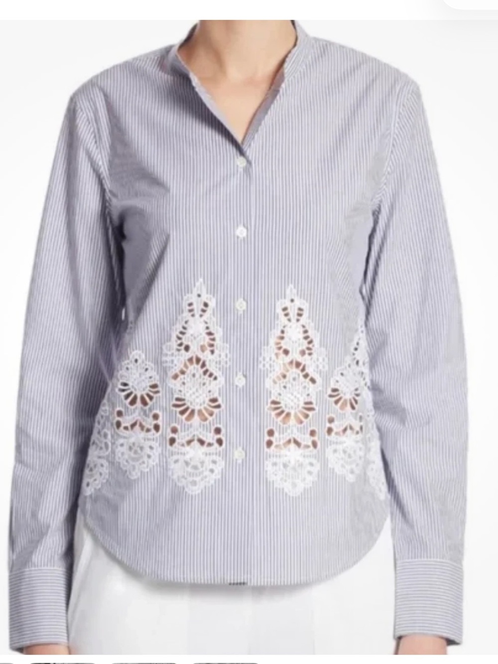 Theory Weylend Winston Stripe Embroidered Slim Shirt M